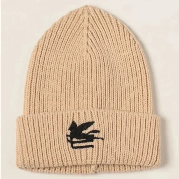 Etro beige beanie Etro Beanie Hat With Logo – MAYFEYR main image 3